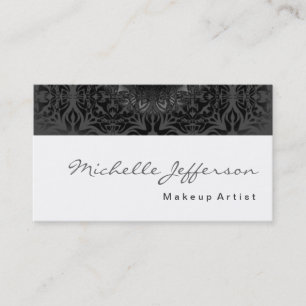 Makeup Artist Script Gray Muster Business Card Visitenkarte