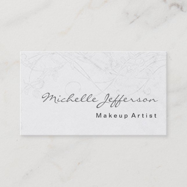 Makeup Artist Script Gray Muster Business Card Visitenkarte (Vorderseite)