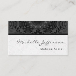 Makeup Artist Script Gray Muster Business Card Visitenkarte