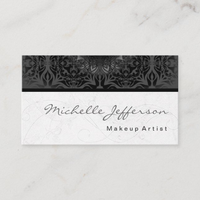Makeup Artist Script Gray Muster Business Card Visitenkarte (Vorderseite)