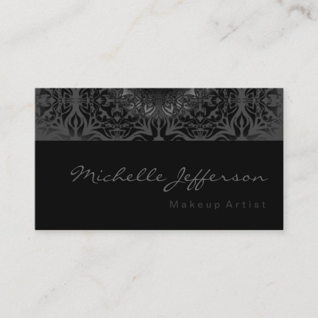Makeup Artist Script Gray Muster Business Card Visitenkarte (Vorderseite)