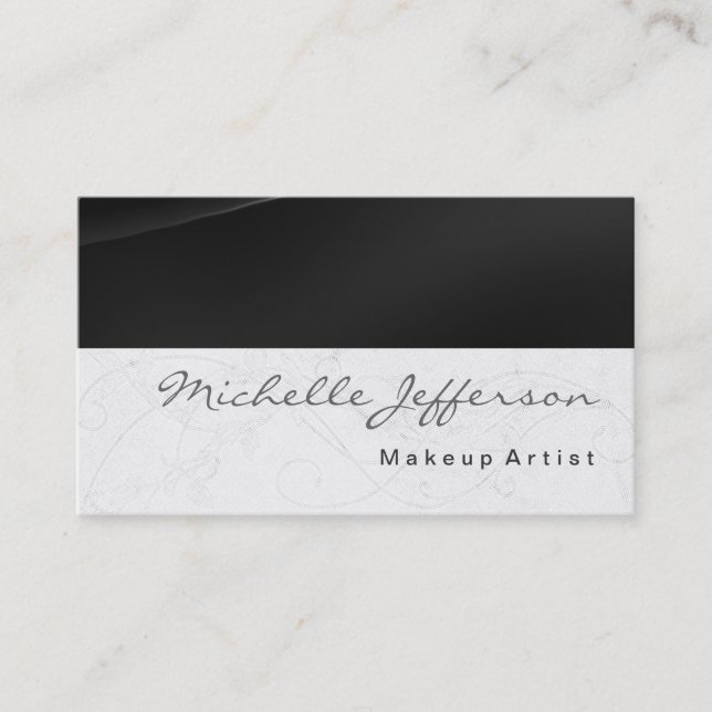 Makeup Artist Script Gray Muster Business Card Visitenkarte (Vorderseite)