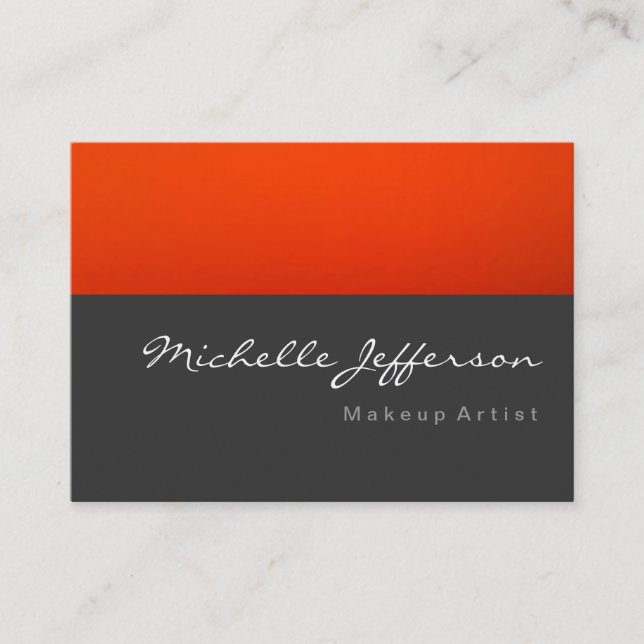 Makeup Artist Script Gray Orange Business Card Visitenkarte (Vorderseite)