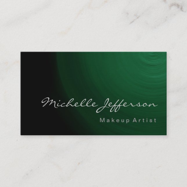 Makeup Artist Script Green Pattern Business Card Visitenkarte (Vorderseite)