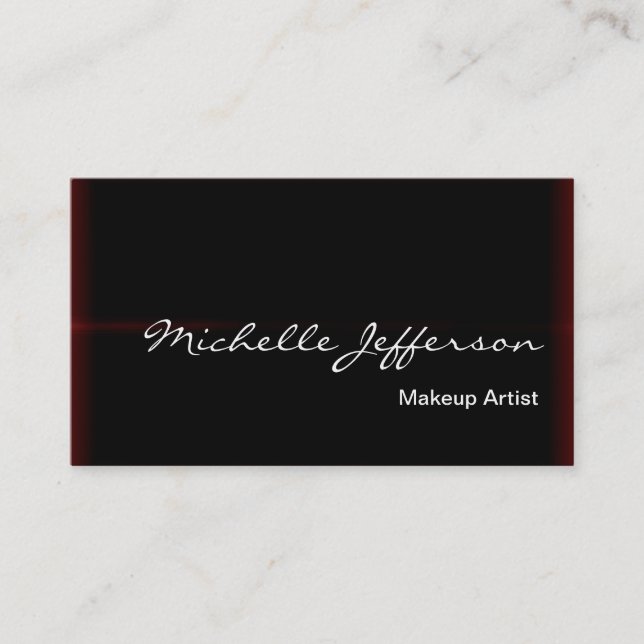 Makeup Artist Script Red Black Business Card Visitenkarte (Vorderseite)