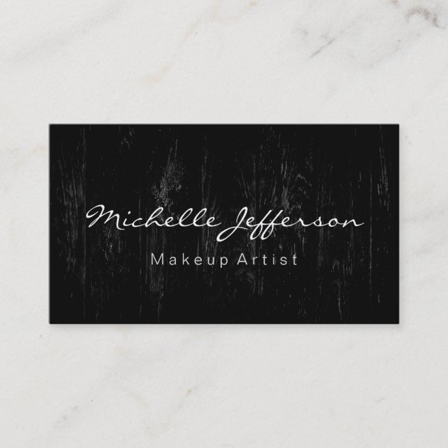 Makeup Artist Script Wood Pattern Business Card Visitenkarte (Vorderseite)