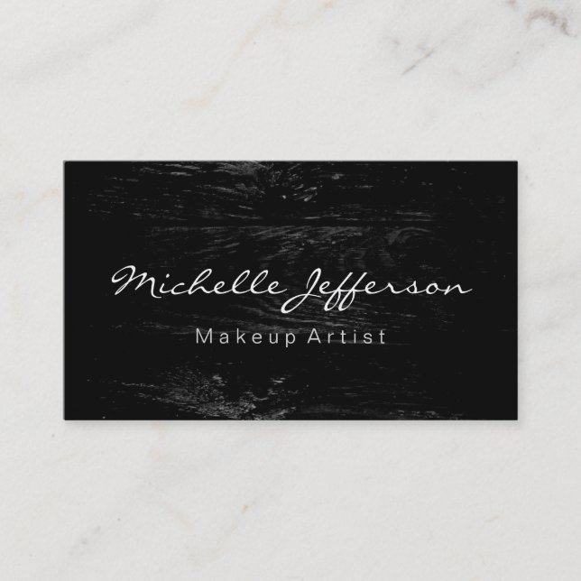 Makeup Artist Script Wood Pattern Business Card Visitenkarte (Vorderseite)