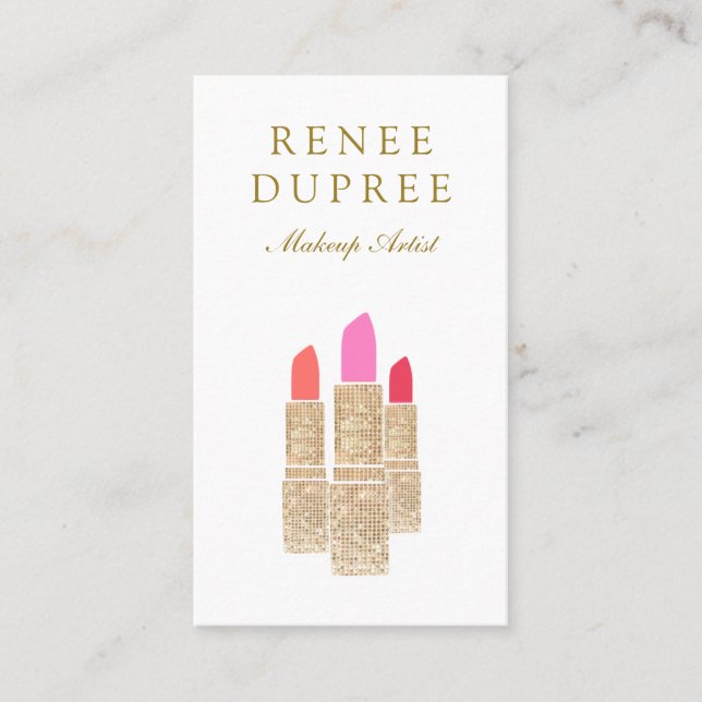 Makeup Artist Sequin Lipstick-Logo Visitenkarte (Vorderseite)