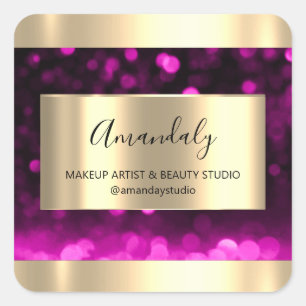 Makeup Artist Shop Gerahmt Gold Gefallen Danke Pin Quadratischer Aufkleber