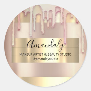 Makeup Artist Shop Gerahmte Rose Gold Pulver Runder Aufkleber