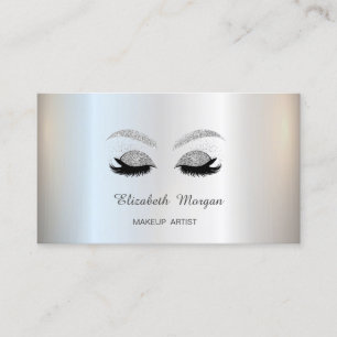 Makeup Artist, Silver Glitzer Imitate Lashes Visitenkarte