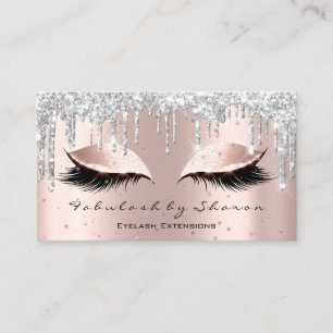 Makeup Artist Silver Rose Lash Confetti Tropfen Fo Visitenkarte