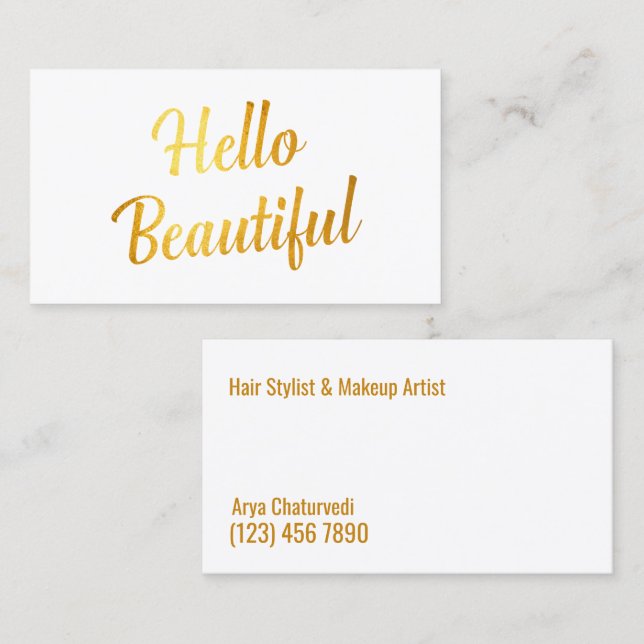 Makeup Artist Simple Golden Visitenkarte (Vorne/Hinten)