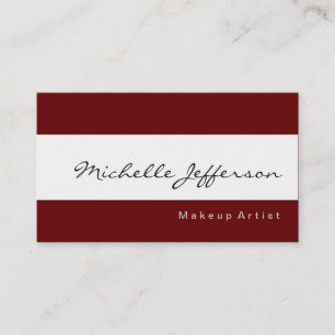 Makeup Artist Simple Red White Business Card Visitenkarte