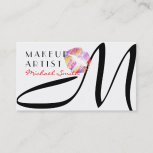 Makeup Artist Stilvolle farbenfrohe Lips Monogramm Visitenkarte