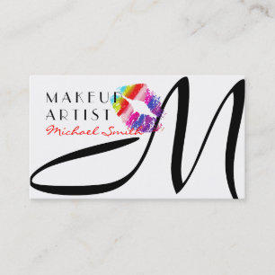 Makeup Artist Stilvolle farbenfrohe Lips Monogramm Visitenkarte