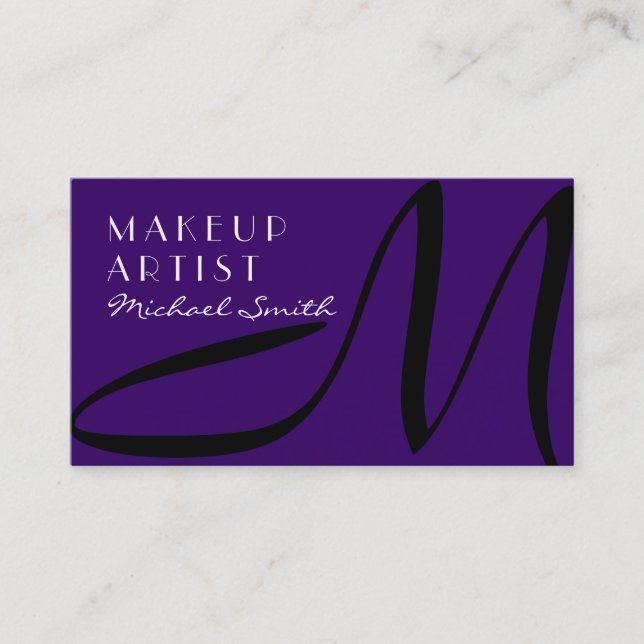 Makeup Artist Stilvolle Monogram Modern Deep Viole Visitenkarte (Vorderseite)
