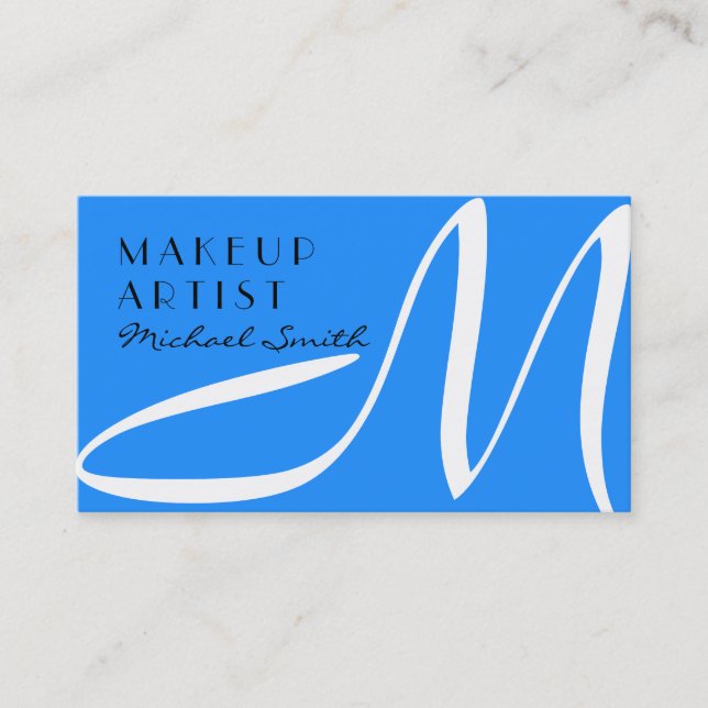 Makeup Artist Stilvolle Monogram Modern Dodger Blu Visitenkarte (Vorderseite)