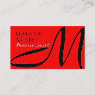 Makeup Artist Stilvolle Monogram Modern Red Visitenkarte