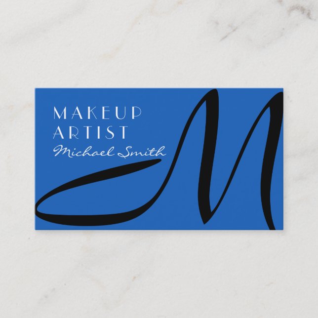 Makeup Artist Stilvolle Monogram Moderner Denim Visitenkarte (Vorderseite)