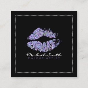 Makeup Artist Stilvolle Multicolor Glitzer Lips #6 Quadratische Visitenkarte