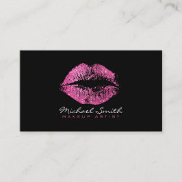Makeup Artist Stilvolle Rosa Glitzer Lips Visitenkarte