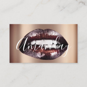 Makeup Artist Studio Brown Lips Logo QR Code Logo Visitenkarte