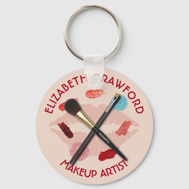 Makeup Artist Stylist Beauty Salon mit Ihrem Namen Schlüsselanhänger (Vorderseite)