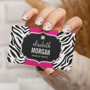 Makeup Artist - Trendy Zebra Print Hot Pink Visitenkarte