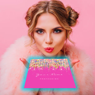 Makeup Artist Unicorn Black Holograph Unicorn Pink Quadratische Visitenkarte