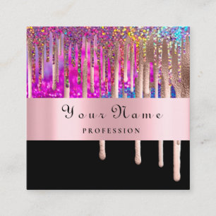 Makeup Artist Unicorn Holograph Tropfens Nails Art Quadratische Visitenkarte