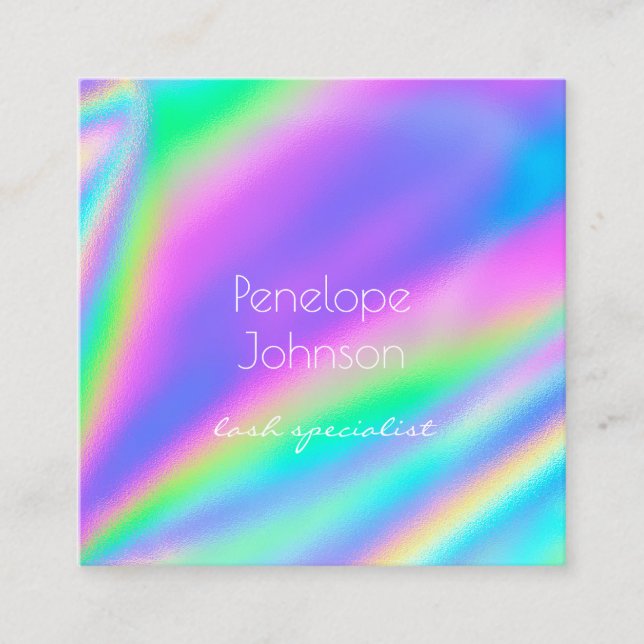 Makeup Artist Unicorn Holographic Quadratische Visitenkarte