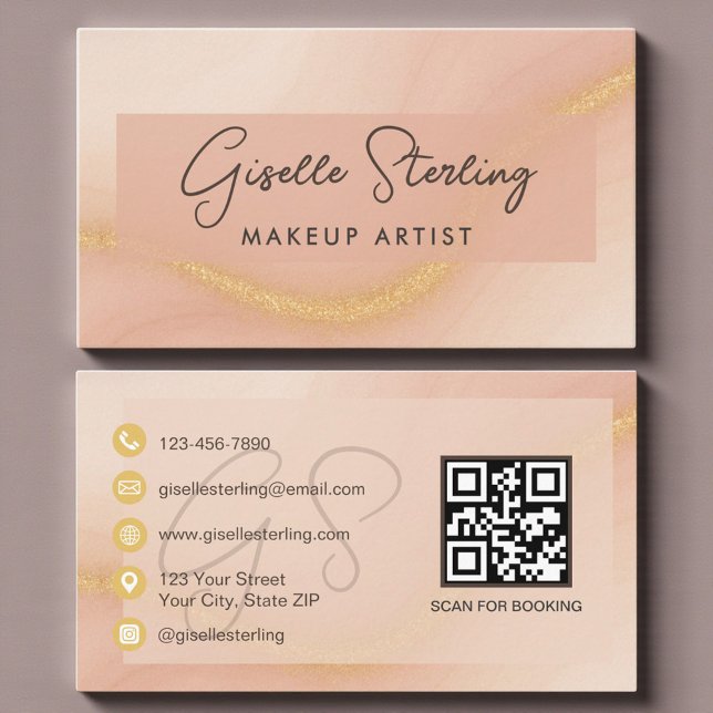 Makeup Artist Watercolor QR Code Visitenkarte (Von Creator hochgeladen)