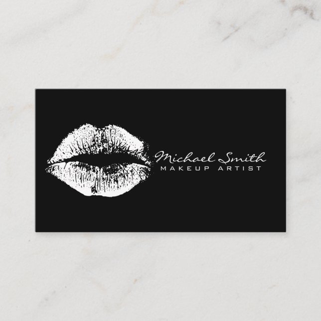 Makeup Artist White Lips Visitenkarte (Vorderseite)
