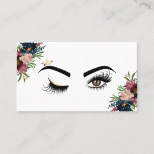 Makeup artist Wink Eye Beauty Burgundy Floral Visitenkarte