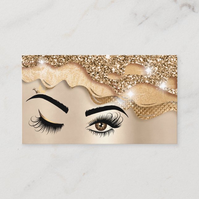 Makeup artist Wink Eye Beauty Salon tropfen Gold Visitenkarte (Vorderseite)