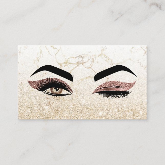Makeup artist Wink Eye Lashes Rose Gold Marmor Visitenkarte (Vorderseite)