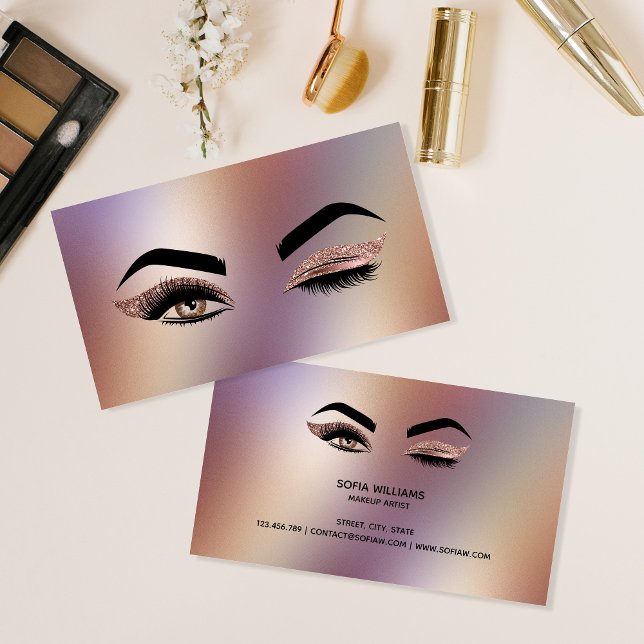 Makeup artist Wink Eye Lashes Rose Gold Visitenkarte (Von Creator hochgeladen)