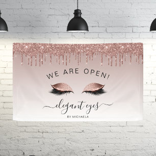 Makeup Artist Wir sind Open Rose Gold Glitzer Eyes Banner