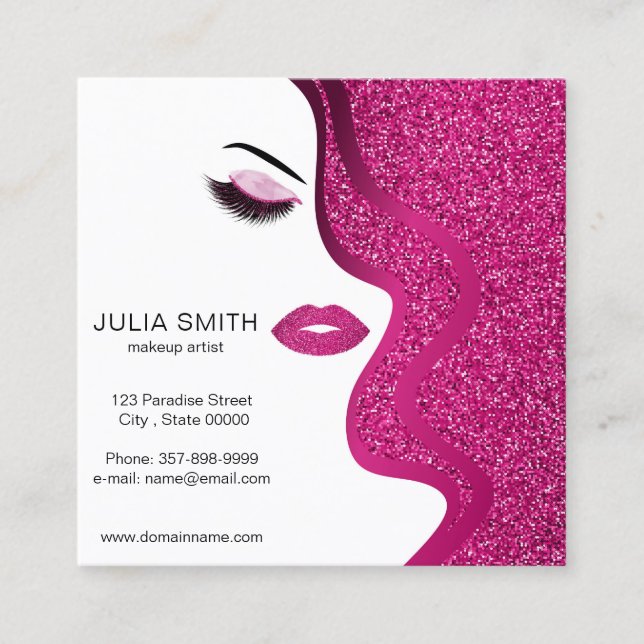 Makeup artistische Visitenkarte mit Glitzer-Effekt (Vorderseite)