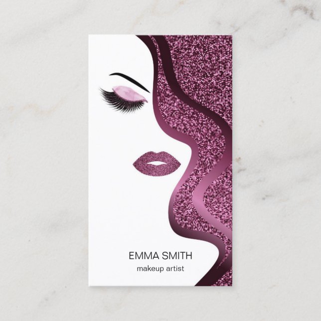 Makeup artistische Visitenkarte mit Glitzer-Effekt (Vorderseite)