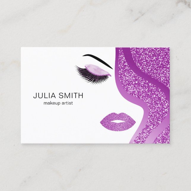 Makeup artistische Visitenkarte mit Glitzer-Effekt (Vorderseite)