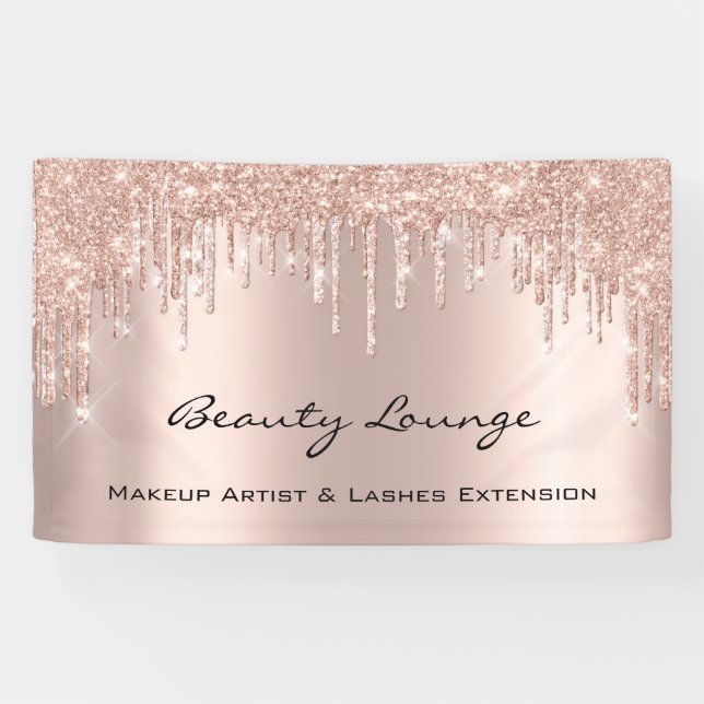 Makeup ArtistLashes Haare Salon Rose Tropfen Banner (Horizontal)