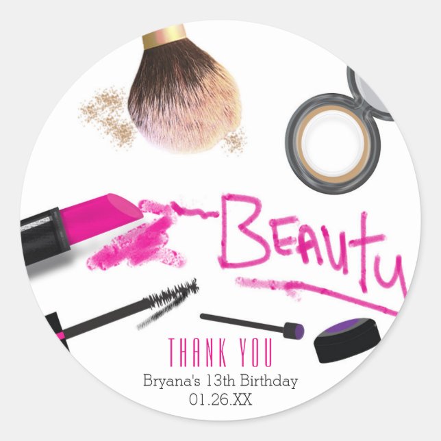 Makeup Beauty Birthday Party Gefallen Sticker (Vorderseite)