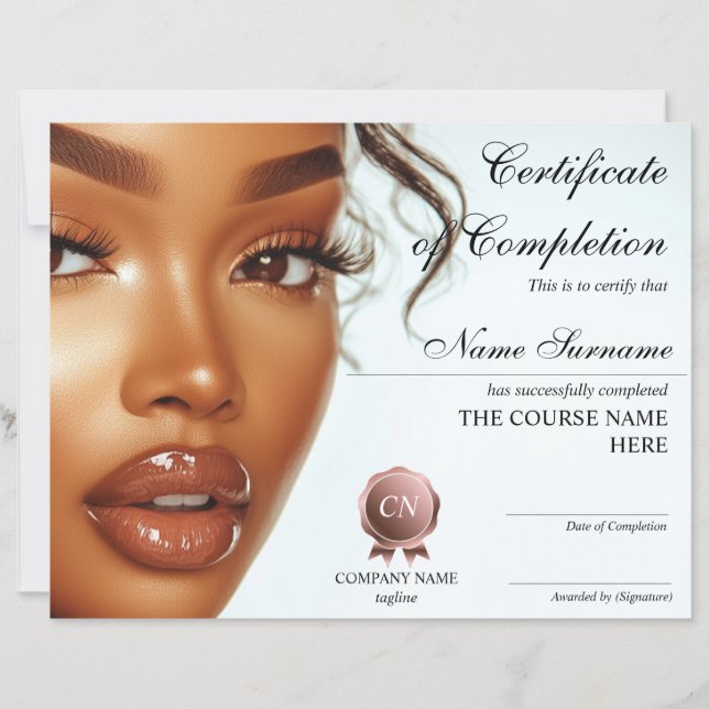 Makeup Beauty Certificate of Completion Award (Vorderseite)