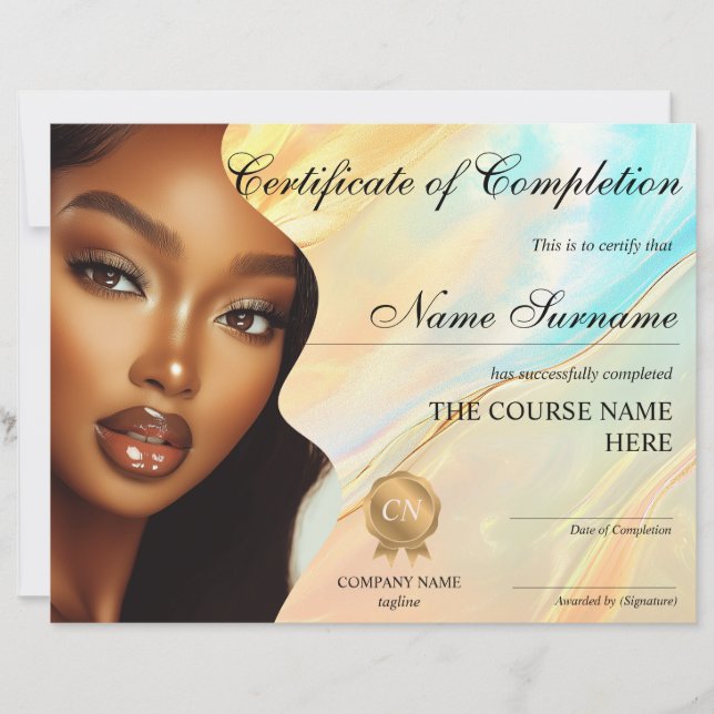 Makeup Beauty Certificate of Completion Award (Vorderseite)