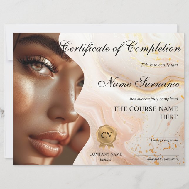 Makeup Beauty Certificate of Completion Award (Vorderseite)