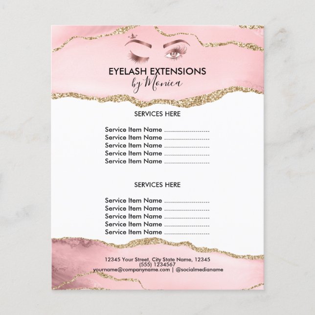 Makeup Beauty Lashes Salon Blush Pink Girly Modern Flyer (Vorne)