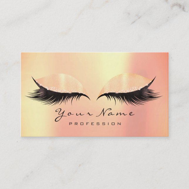 Makeup Beauty Peach Coral Metallic Lashes Glitzer Visitenkarte (Vorderseite)