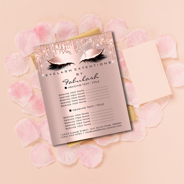 Makeup Beauty Salon Brown Glitzer Preisliste Lash Flyer (Von Creator hochgeladen)